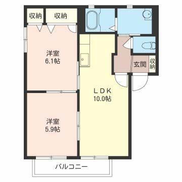 デルニエA(2LDK/2階)の間取り写真