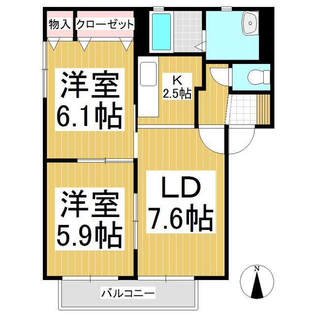 プレシール吉田B(2LDK/1階)の間取り写真