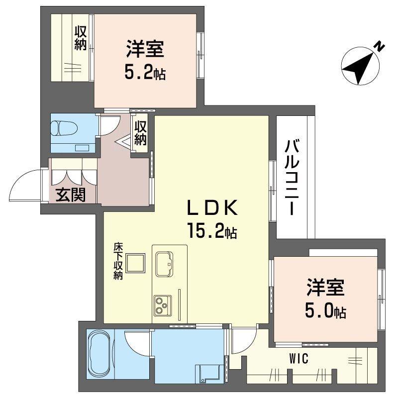 ミライザ桜丘(2LDK/1階)の間取り写真