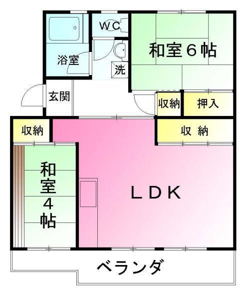 団地6-9-2(2LDK/5階)の間取り写真