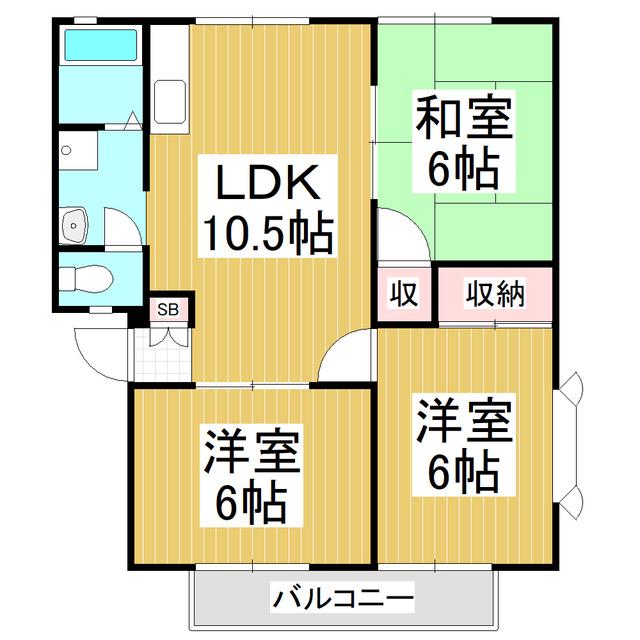 サンビレッジ開智 A棟(3LDK/1階)の間取り写真