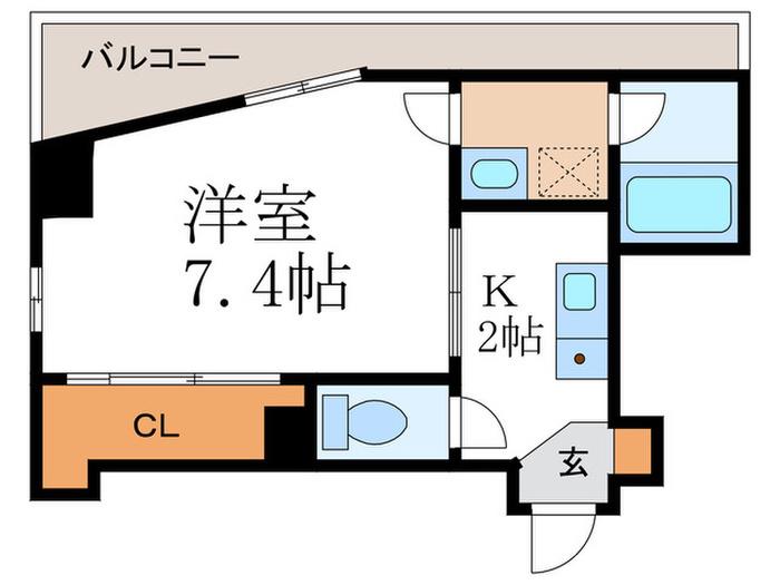 WAVEマンション(1K/4階)の間取り写真