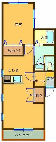 ハピネスかわしま(1LDK/3階)の間取り写真