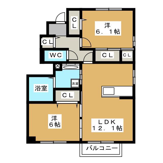 CIEL FUJISAKI(2LDK/1階)の間取り写真