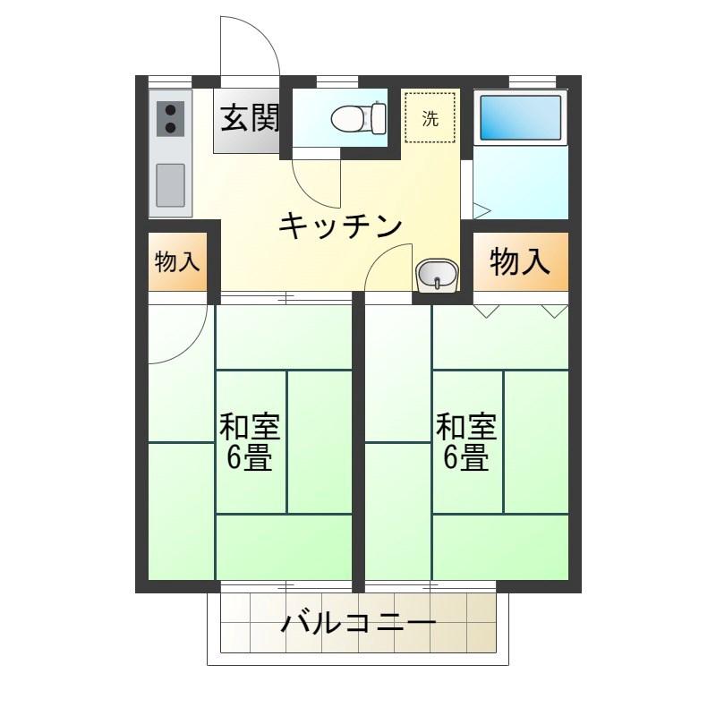 ハイツ思水ヶ丘B(2K/2階)の間取り写真