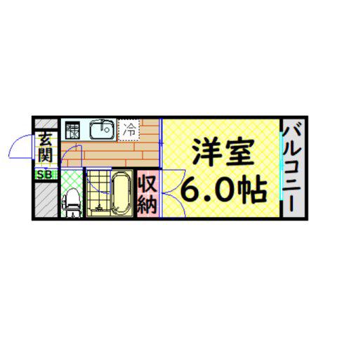 東洋プラザ泉尾(1K/6階)の間取り写真