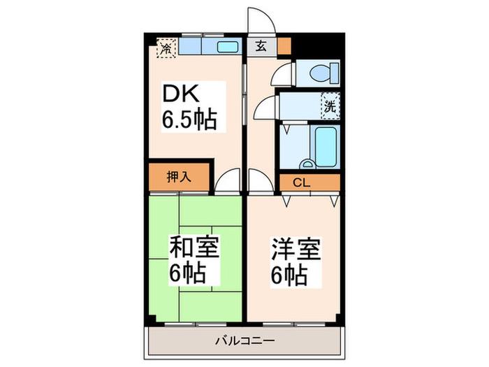 リバーサイド岡本1(2DK/3階)の間取り写真