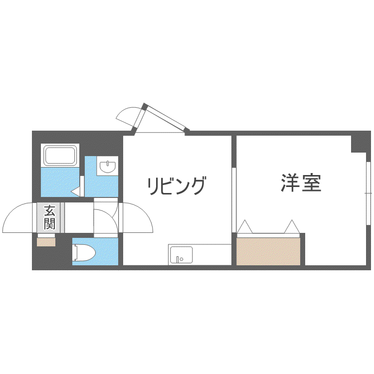 レスク牧野ビル(1DK/2階)の間取り写真