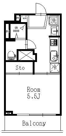 鶯谷マンション(1K/8階)の間取り写真
