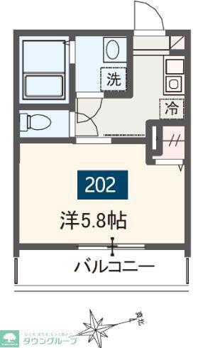 MELDIA稲城(1K/2階)の間取り写真