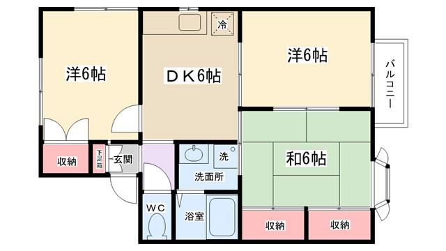 サニーハイムA(3DK/2階)の間取り写真