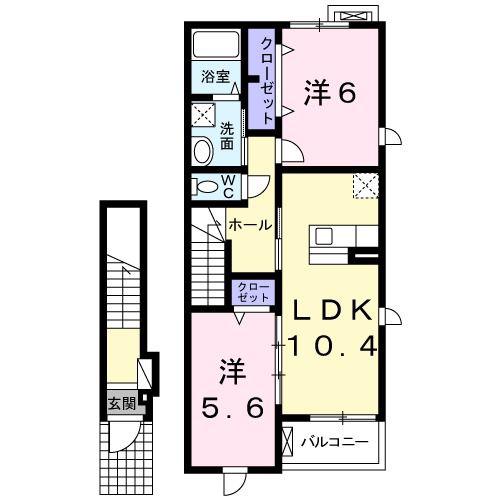 メーバル ホープ(2LDK/2階)の間取り写真
