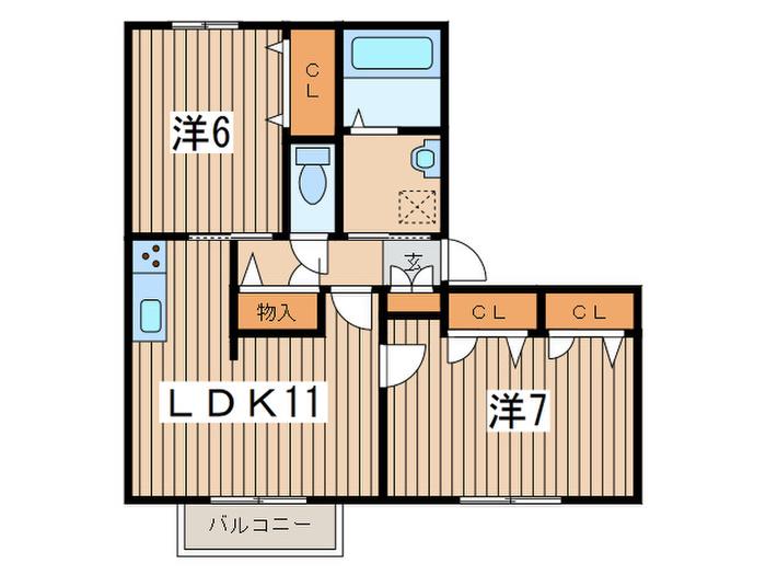 ガーデンヒルズ弐番館(2LDK/1階)の間取り写真