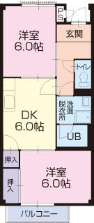 SURPLUSTWOマーベラス95(2DK/1階)の間取り写真
