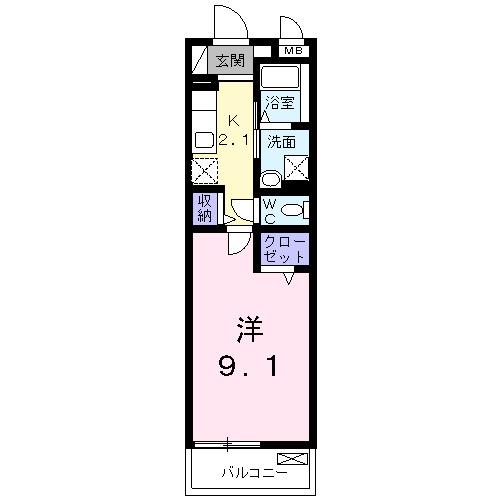 ルクレイル西桜(1K/1階)の間取り写真