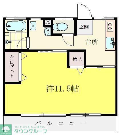 コーポ大久保(1K/2階)の間取り写真