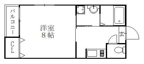 リブレア唐原I(1K/1階)の間取り写真