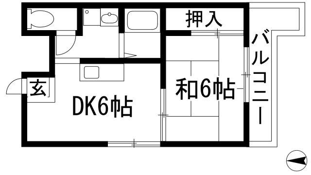 睦ハイツ(1DK/3階)の間取り写真