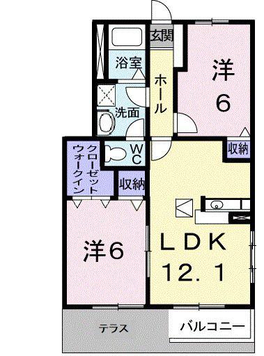 サンライト国分寺A(2LDK/1階)の間取り写真