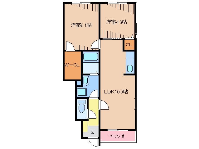 アルピーネ(2LDK/1階)の間取り写真