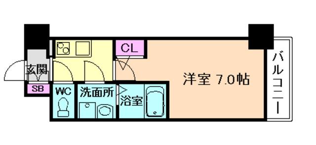 エスリード大阪クレストコート(1K/7階)の間取り写真