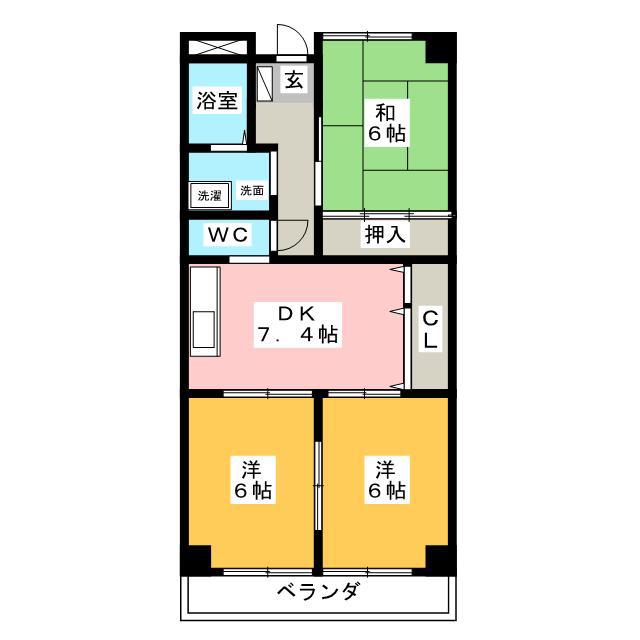 リンピアMIYAKE(3DK/2階)の間取り写真