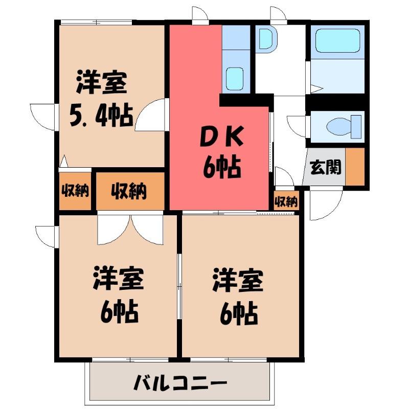 ハイツエクセレンスA(3DK/1階)の間取り写真