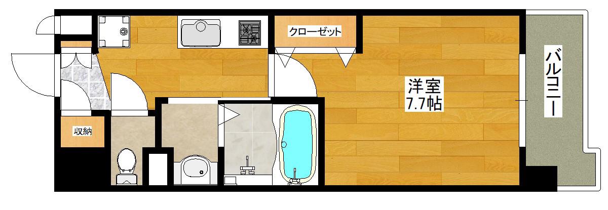 LUXE三国駅前(1K/2階)の間取り写真