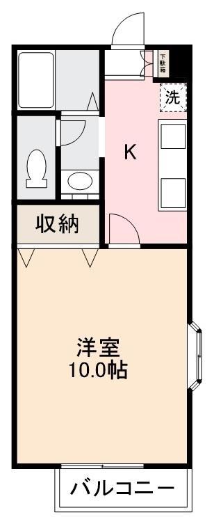 高松琴平電鉄琴平線 太田駅(高松) 徒歩12分 2階建 築30年(1K/2階)の間取り写真