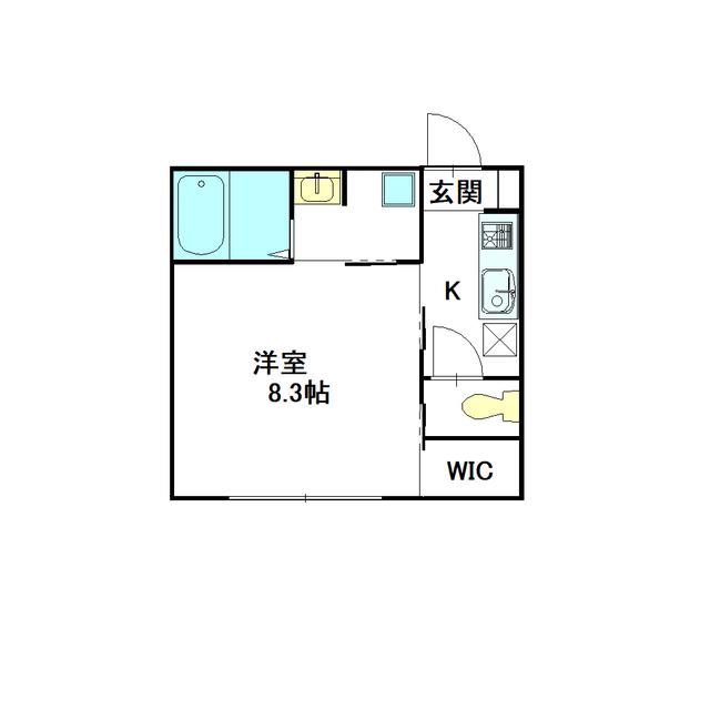 インテグラル野々市本町(1K/2階)の間取り写真