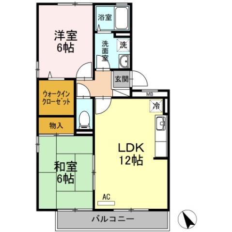 ドルフ南観音(2LDK/1階)の間取り写真