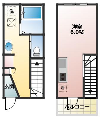 CALM NEST(1K/1階)の間取り写真