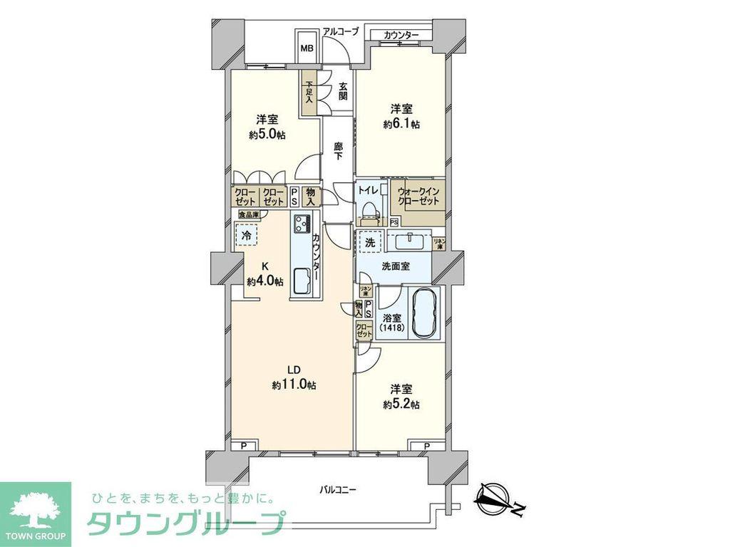 ドレッセWISEたまプラーザ B棟(3LDK/3階)の間取り写真