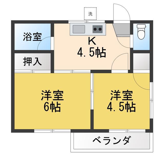 コーポ仲澤(2K/2階)の間取り写真