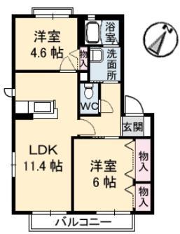 フォンテーヌ大福(2LDK/1階)の間取り写真