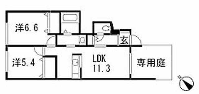 サニータウン長束(2LDK/1階)の間取り写真