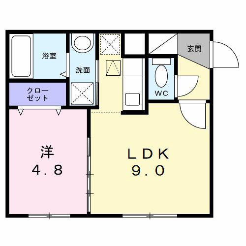 LUNA CLARIS 菊水(1LDK/2階)の間取り写真