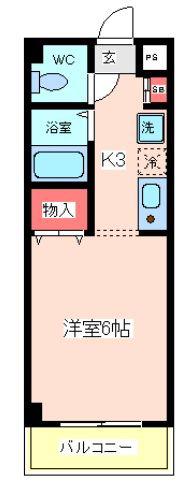 CORPO町保(1K/2階)の間取り写真