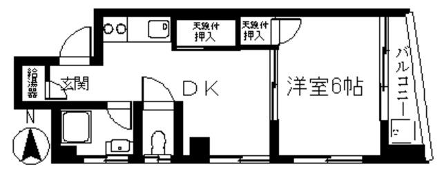 柳屋ビル(1DK/4階)の間取り写真