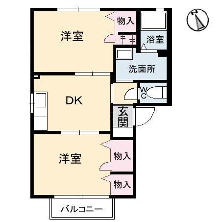 シャロン I棟(2DK/1階)の間取り写真