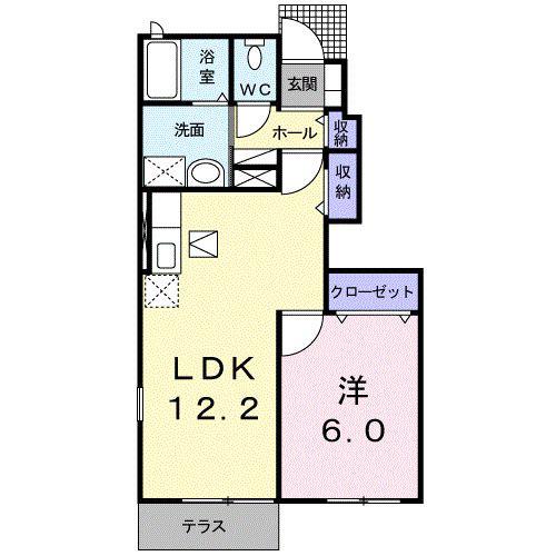 メゾン・ド・パール(1LDK/1階)の間取り写真