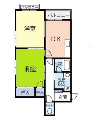 シャトレK&M(2DK/2階)の間取り写真