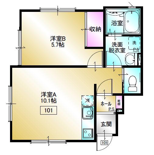カーサセル(1LDK/1階)の間取り写真