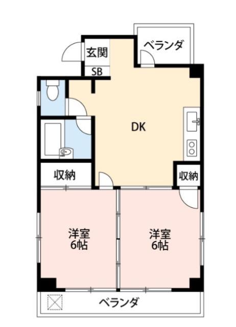 常盤ハイム(2DK/5階)の間取り写真