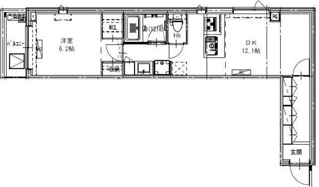 B CITY APARTMENT SHINAGAWA ウエスト(1LDK/2階)の間取り写真