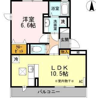 ハラノキ(1LDK/1階)の間取り写真
