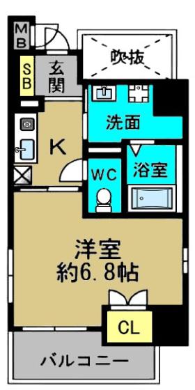 エイペックス京町堀(1K/3階)の間取り写真