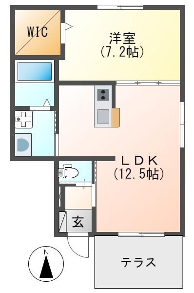 サンテック里中(1LDK/1階)の間取り写真