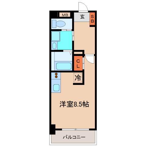 WILLDO浜崎通(1K/5階)の間取り写真