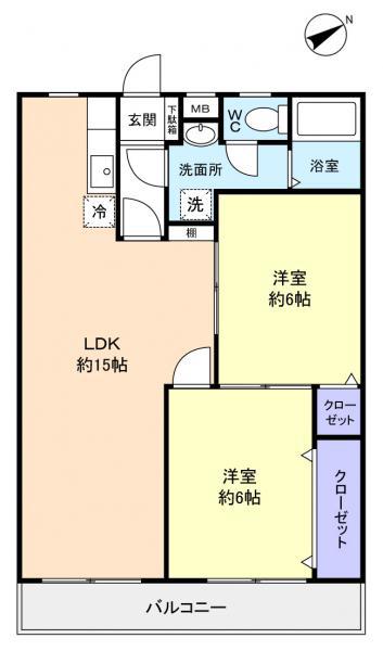 フィールドコート澤田II(2LDK/1階)の間取り写真